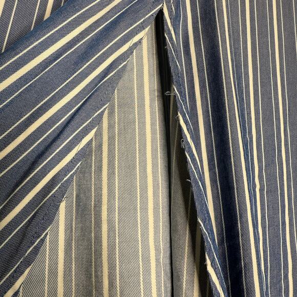 Nina Leonard Top Women Small Chambray Blue White Striped Short Sleeve Faux Wrap - Picture 7 of 10